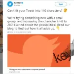 Twitter testa i tweet a 280 caratteri