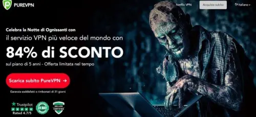 PureVPN: offerta fantastica per Halloween, 5 anni a 1,52€ al mese