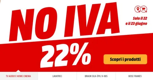 MediaWorld sconta l'IVA su centinaia di prodotti fino a domani