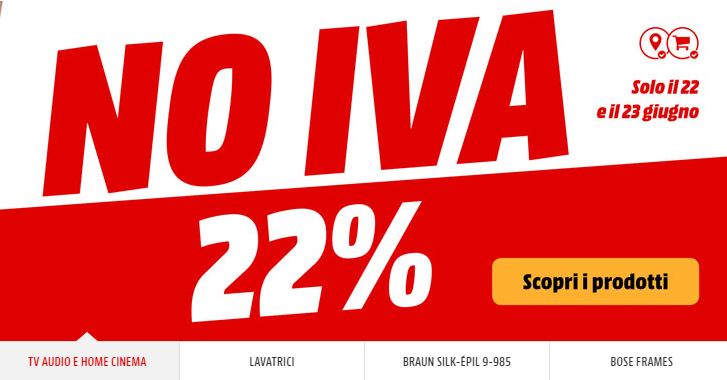 MediaWorld sconta l'IVA su centinaia di prodotti fino a domani