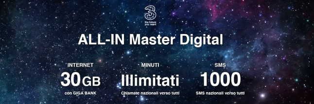 All in Master, 30 GB e minuti illimitati a metà prezzo ancora valida fino al 2 settembre