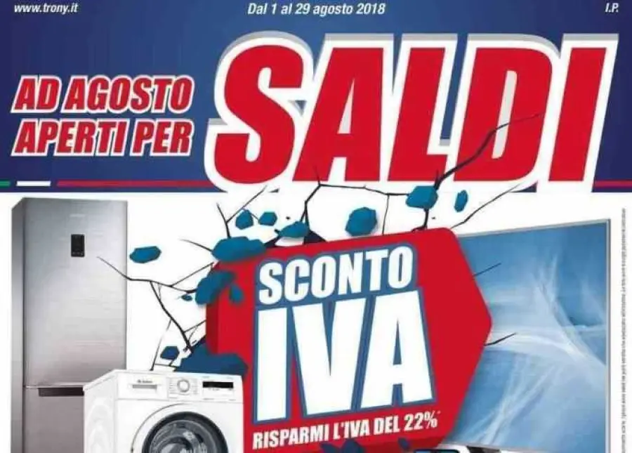 Volantino Trony: ad agosto straccia la concorrenza con lo sconto sull'IVA.