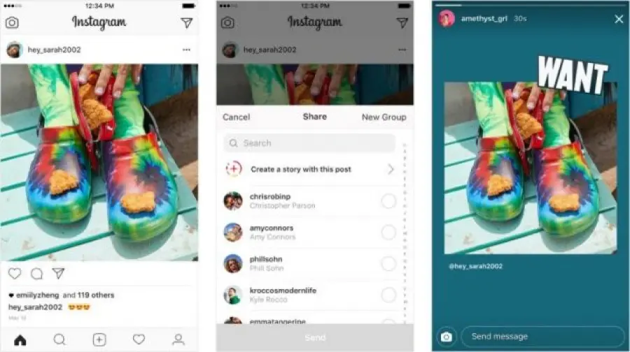 Su Instagram è possibile condividere i post, ma solo nelle storie
