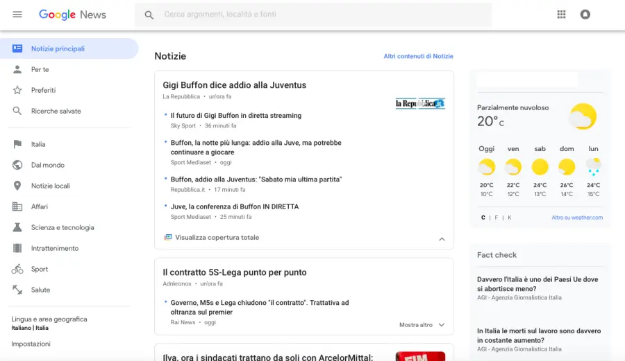 Il nuovo Google News arriva anche sul web