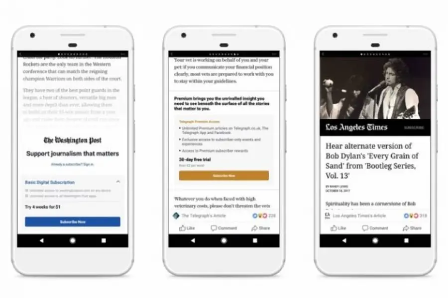 Facebook porterà le notizie a pagamento anche su iOS
