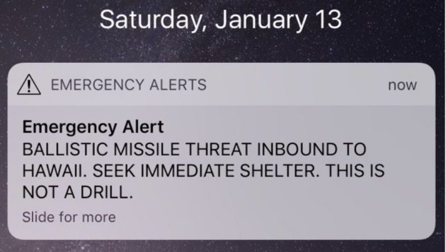 Apple avverte le Hawaii riguardo un missile balistico in arrivo, ma è un errore