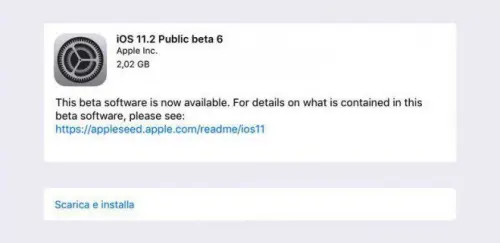 iOS 11.2 arriva anche alla sesta beta
