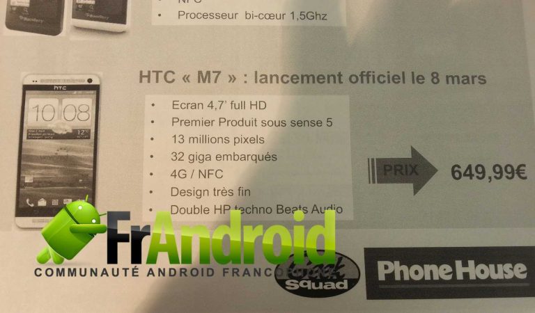 HTC M7 in arrivo l’8 marzo in Francia per € 650