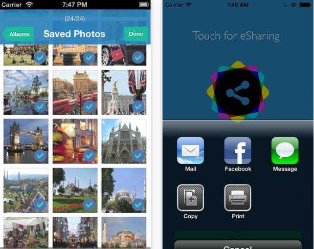 eSharing: l’app per condividere foto e video illimitate con Facebook, Mail e iMessage
