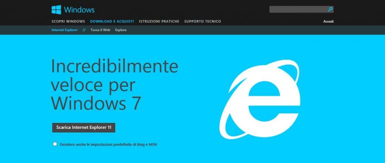 Internet explorer 11 per Windows 7 disponibile ( download )