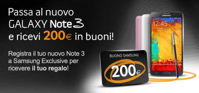 Galaxy Note 3 | Promo | Samsung regala buoni spesa dal valore complessivo di 200€ a chi lo acquista!