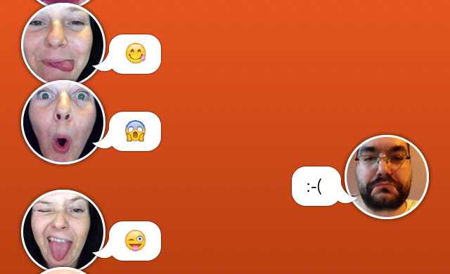 React Messenger per iOS sostituisce le emoticons con le reali espressioni del volto