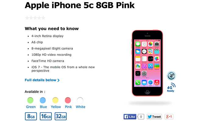 iPhone 5C da 8GB, ha solamente 3.7GB in meno del Galaxy S4
