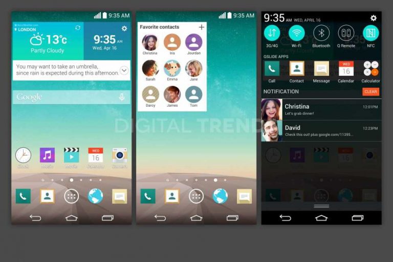 LG G3: immagine della UI e caratteristiche dello schermo