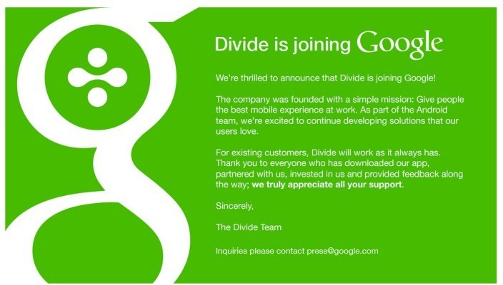 Google acquista Divide, l’app Android che permette di avere interfacce separate