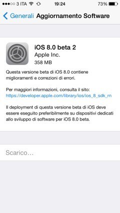 aggiornamento iOS 8 beta 2