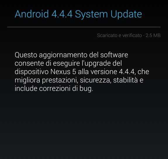 Android 4.4.4 per Nexus 5