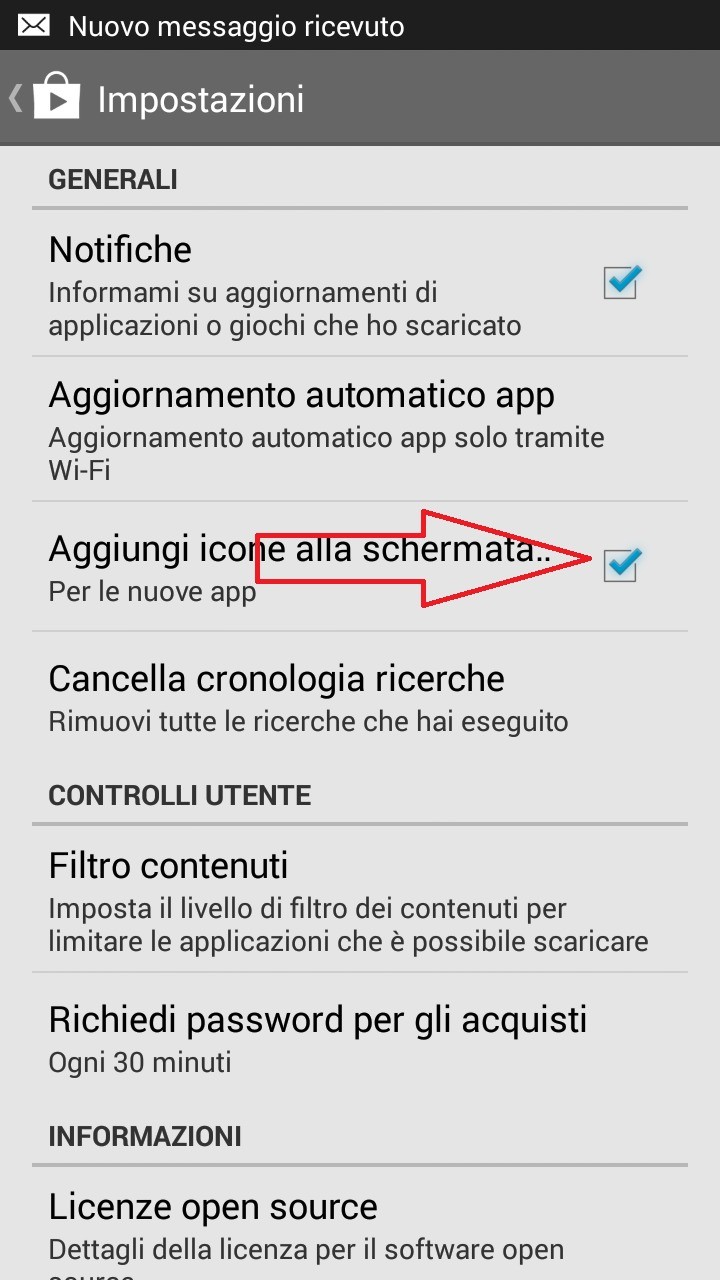 collegamenti automatici nella Home