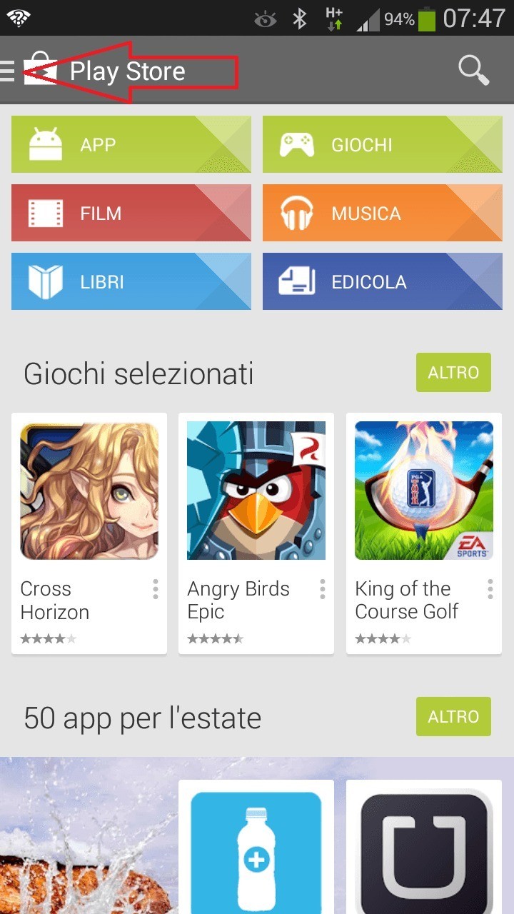 collegamenti automatici nella Home