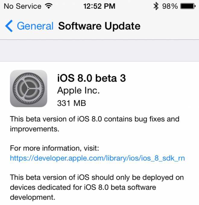 iOS 8 beta 3