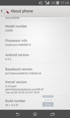 Android 4.4.2 KitKat per Xperia E1