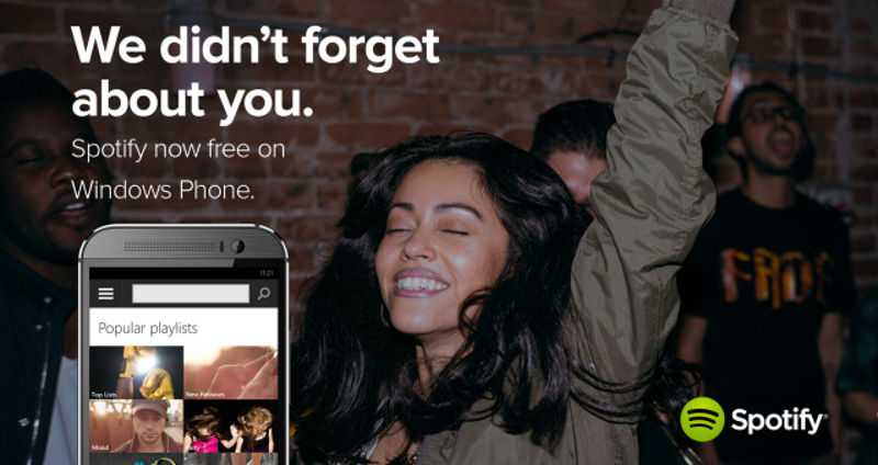 Spotify in versione gratuita per Windows Phone