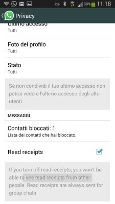 disattivare doppia spunta blu