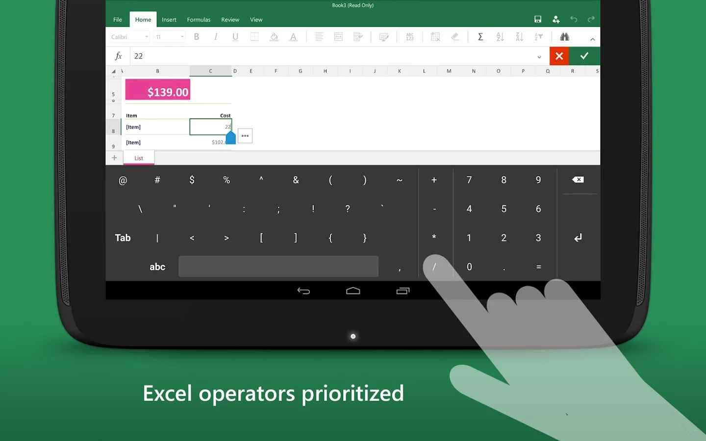 Keyboard for Excel