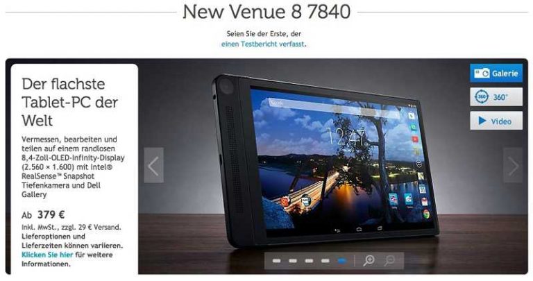 Dell Venue 8 7840 disponibile in Europa