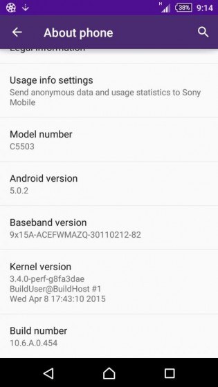 Lollipop per Xperia Z