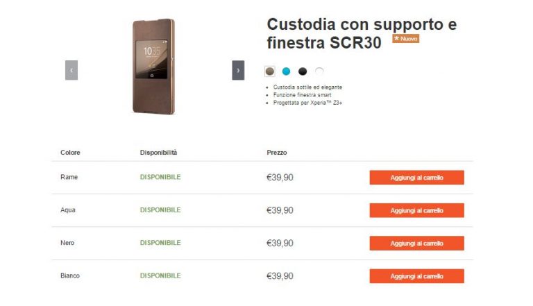 Disponibile in Italia la custodia a finestra SCR30 per Xperia Z3+
