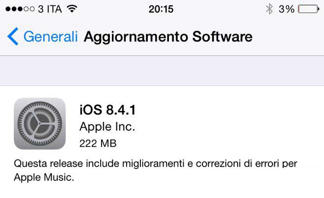 Apple rilascia iOS 8.4.1, ecco il changelog
