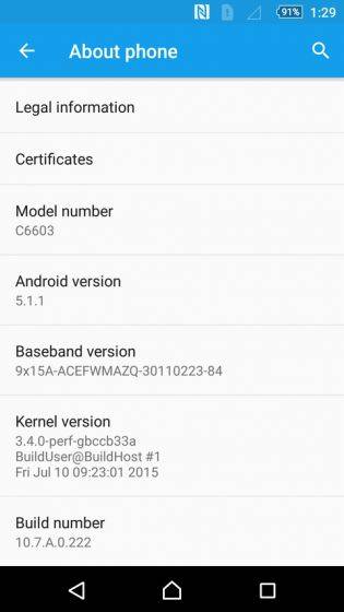android 5.1.1 lollipop per Xperia Z