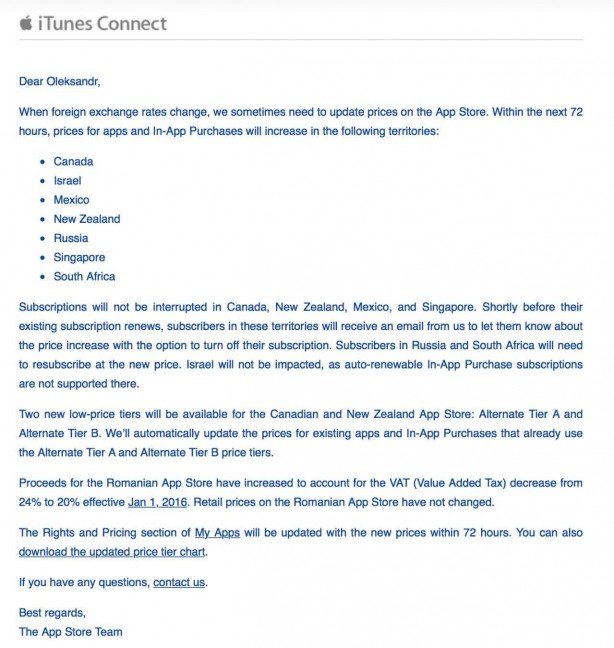 apple aumenta prezzi app store