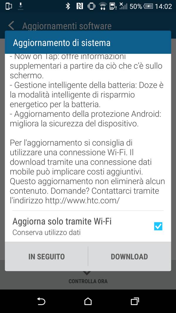 Marshmallow per HTC One M9