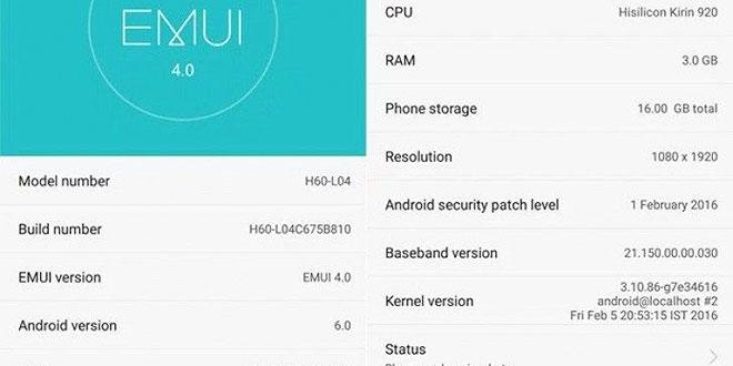 Huawei Honor 6 Android Marshmallow 6.0