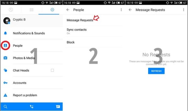 messenger richiesta messaggi