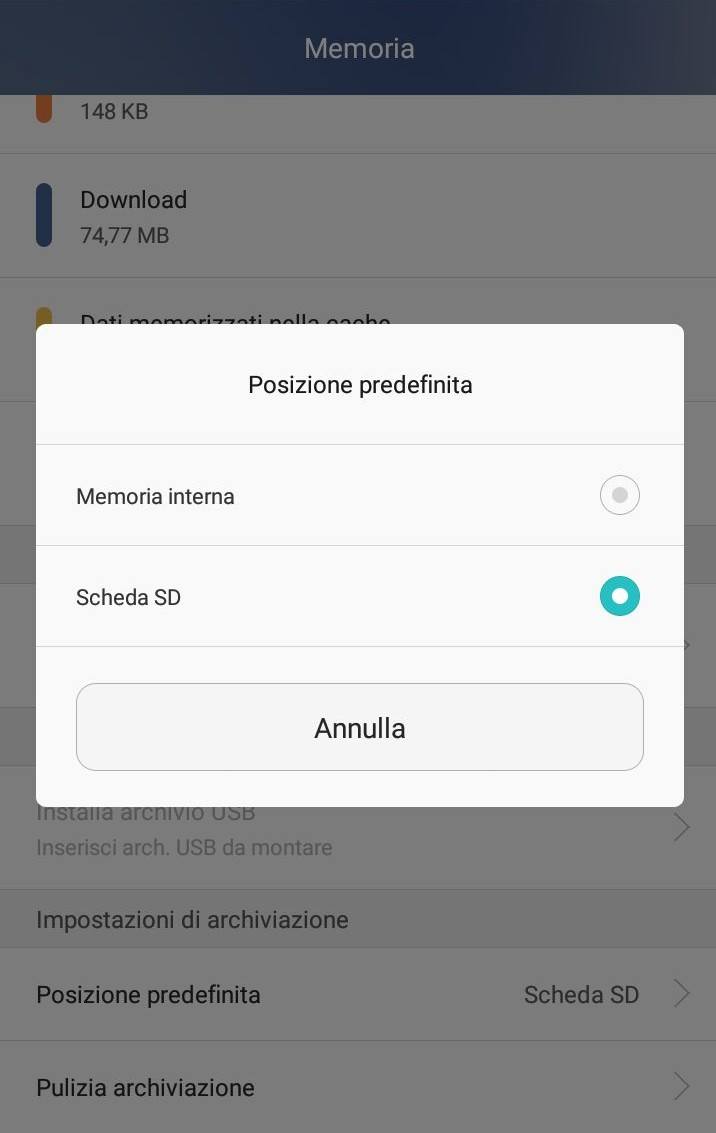 Spazio insufficiente