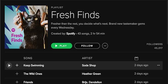 Spotify premia gli artisti emergenti con Fresh Finds