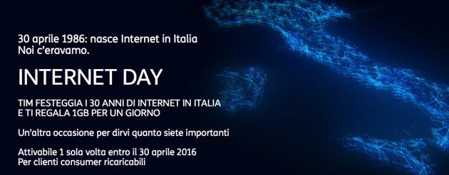 Internet Day, Tim regala 1GB di traffico dati in 4G