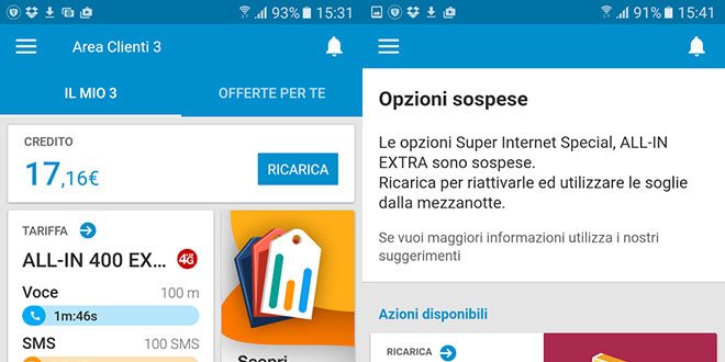 L’app Area Clienti 3 per Android si aggiorna con la nuova grafica