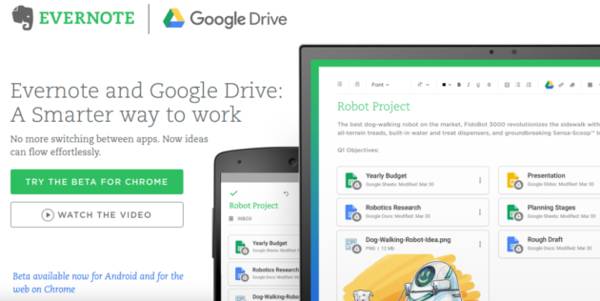 Evernote e Google Drive da oggi lavorano insieme