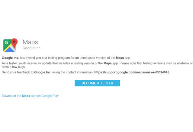 Google Maps beta tester