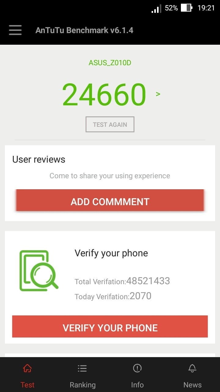 Asus Zenfone Max, Antutu
