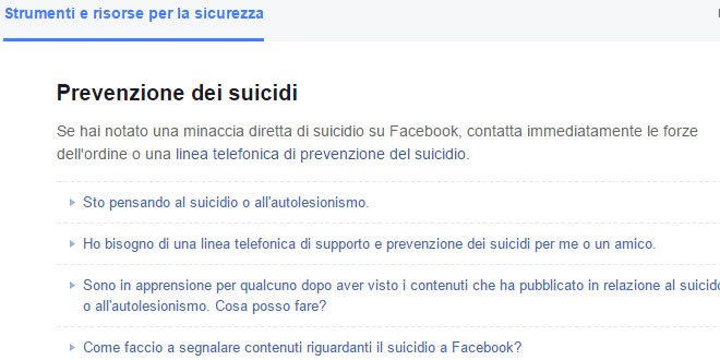 Facebook in aiuto a chi pensa al suicidio