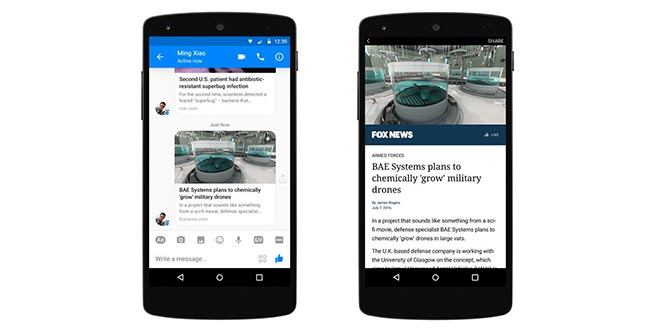 Instant Articles, l’editoria di Facebook sbarca su Messenger