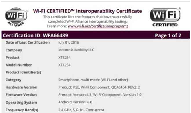 Motorola DROID Turbo certificazione