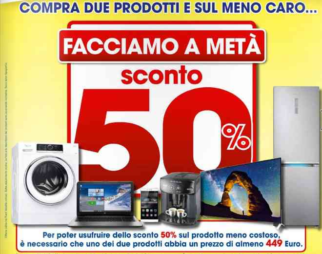 Nuovo volantino Euronics, prendi due e il meno caro lo paghi la metà