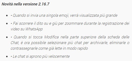 Whatsapp iOS 2.16.7 changelog