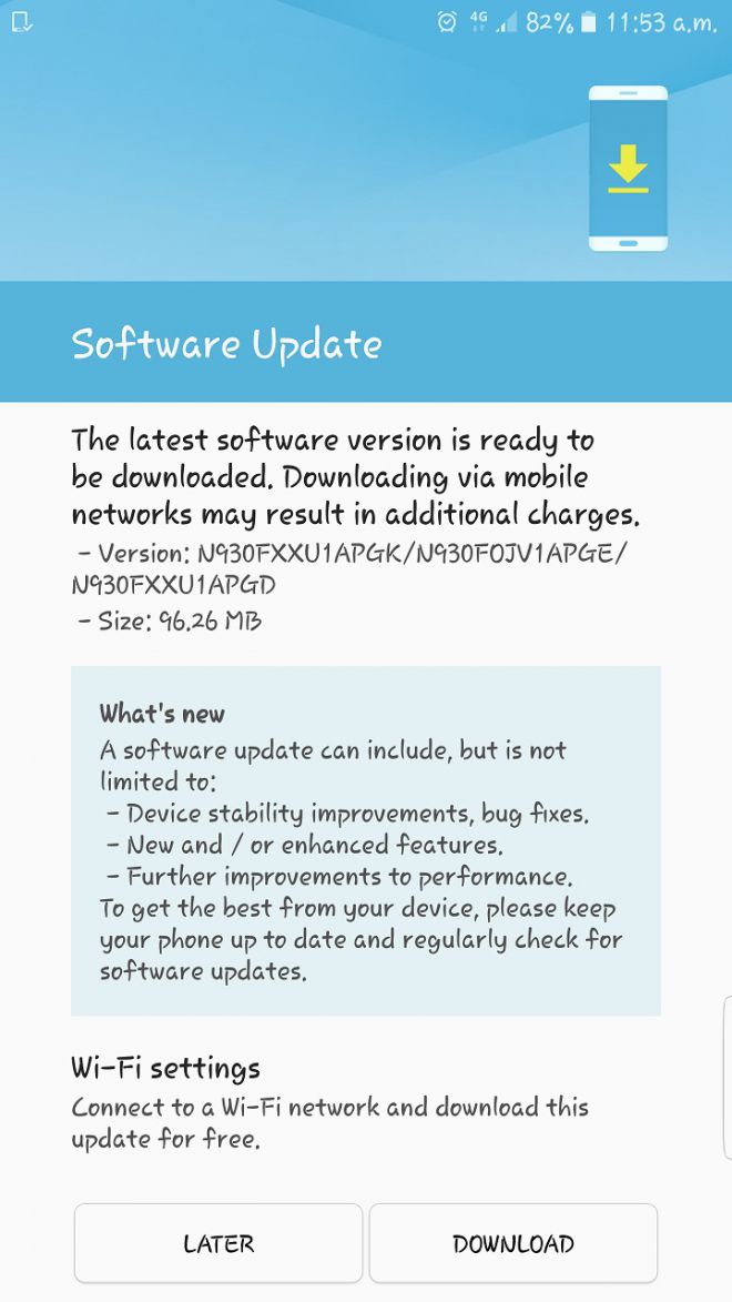 Galaxy Note 7 update